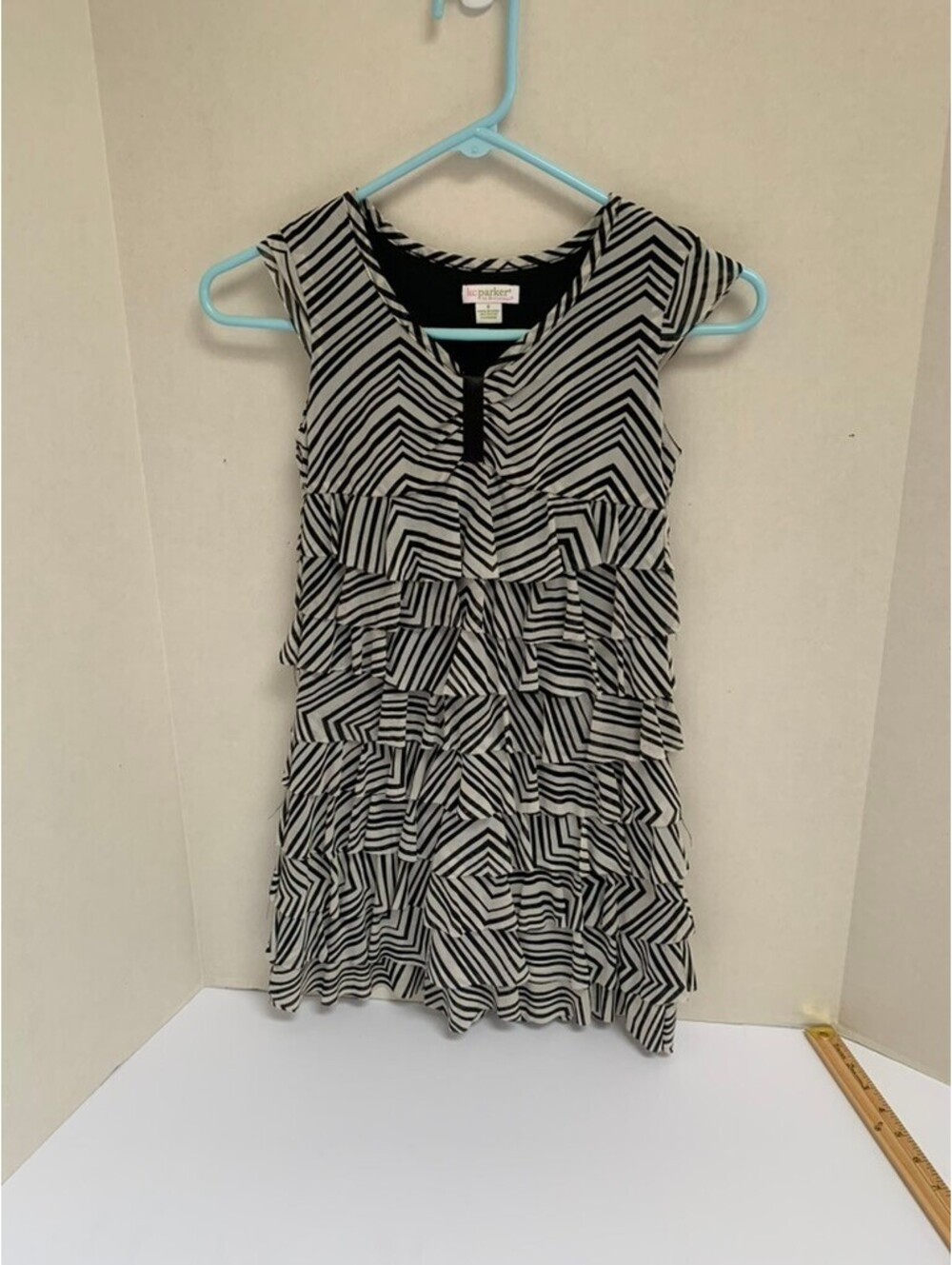 KC Parker Girls Size 8 Black and White Geometric Print Dress